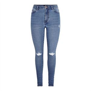 Pieces Womens/Ladies Distressed Skinny Jeans / Blue Denim